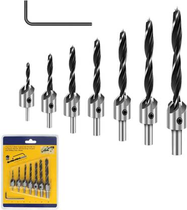 BANISTROKES Countersink Drill Bit Set(3mm TO 10mm) 7pc point woodworking bit set special wooden chamber tool for drilling screw with head counter on wood set