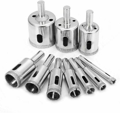 AS TOOL CENTER 10pcs Diamond Hole Saw Kit Drill Bits Set Cutter Glass Ceramic Tile Porcelain(6-32MM)