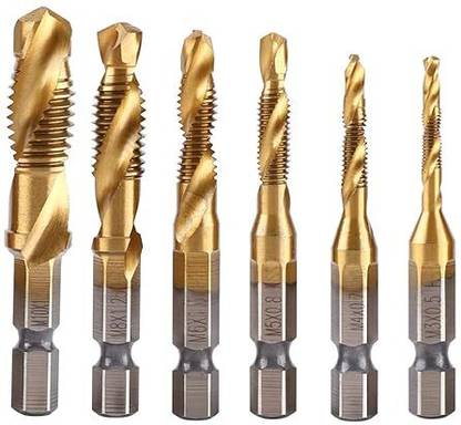 NITYA 6pcs Spiral Drill Bit HSS Combination Drill Tap B