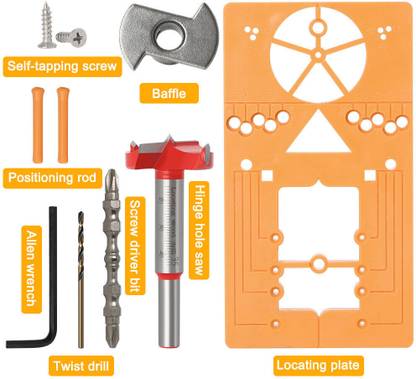 AASONS 35mm Hidden Hinge Hole Saw Jig Drill Guide Locator Bit Set for Cabinet Hinges AASONS 10-Pc 35mm Concealed Hinge Jig Set,for Cabinet Hinges and Mounting Plates