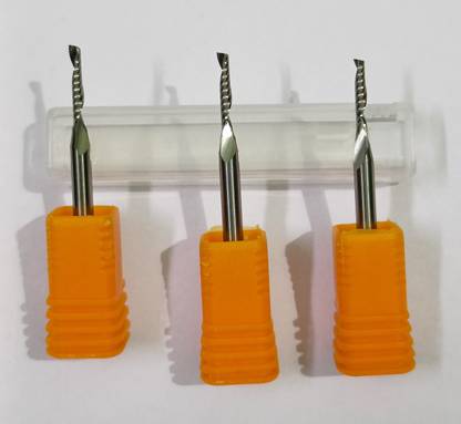 MK CNC TOOLS Single Flute End Mill 2mm , 3.175*2*12*38.5 ( Pack of 3 ) HRC - 60