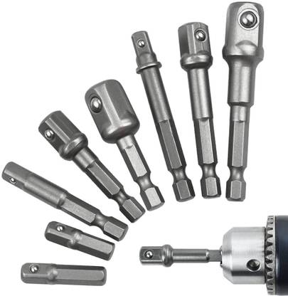 Verilux 8Pcs Impact Grade Socket Adapter Set Hex Shank Driver Bits 8Pcs Drill Bit Adapter Socket Set Hex Shank Nut Driver for Power Drill Tools Specialty Woodworking Bits Set