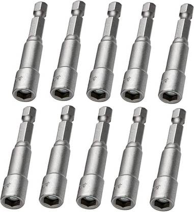 uptodatetools 10pcs Power Nut Driver Set 8mm Hex Shank Magnetic Quick Change Socket Nut Impact Driver Adapter