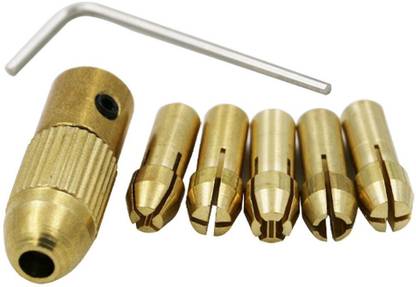 Inditrust 7pcs 0.5 - 3mm metal drill chuck collet bits Keyless Adapter With 1Pc Wrench