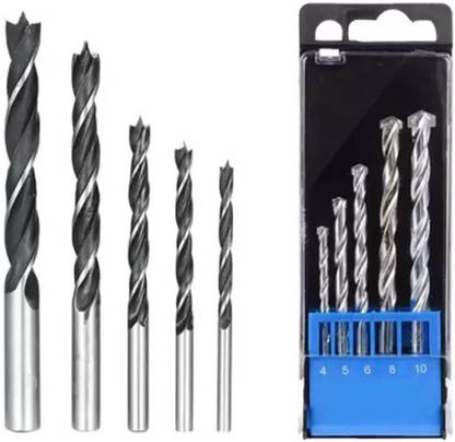 Kshivi Drill Bits Combo of 5 Pcs Masonry Drill Bit and 5 Pcs Wood Working Drill Bit Set for Hole in Wood and Concrete Pack Of 2