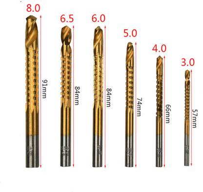 NITYA 6pcs ROUTING DRILL SET 6pcs High Steel Drill Bit Set Size 3mm 4mm 5mm 6mm 6.5mm 8mm