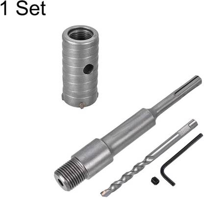 uptodatetools Wall Hole Drill Bit 30mm Concrete Cement Stone Hole Saw Cutter 150mm Drilling Depth Round Shank with Connecting Rod Drill for SDS X4 Impact Drill