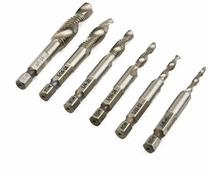 AS TOOL CENTER 6Pcs Hex Shank Combination Drill Bits Spiral Hex Self Tapping Drilling Screw Kit