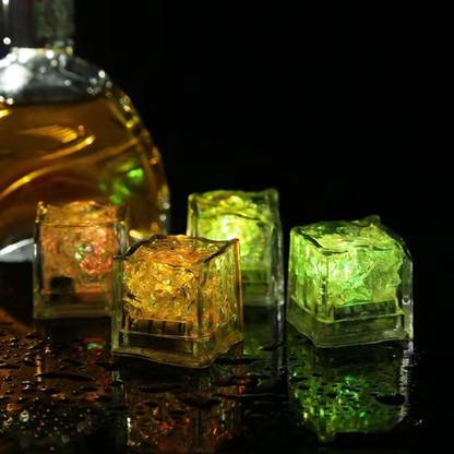 KIDWILL 6Pcs Led Light Ice Cube for Drinks, Reusable for Party Wedding Bar Decoration Drinking Roulette