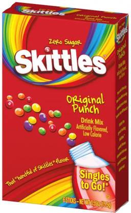 skittles Zero Sugar Original Punch Drink Mix Low Calorie Singles To Go 6 Sachets 15.5g