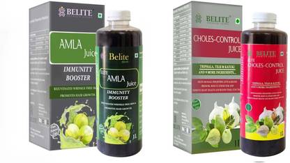 Belite Herbs Amla + Choles-Control Juice Combo | Healthy Heart | Skin Ageing & Antioxidants