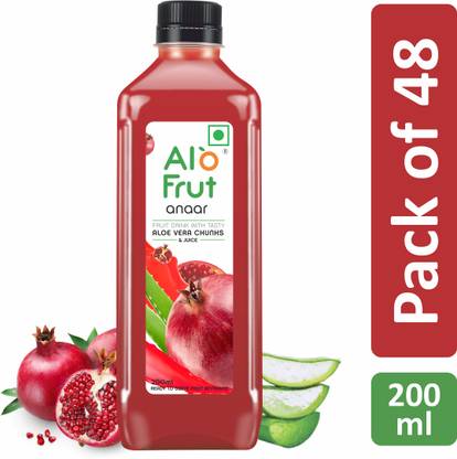 ALOFRUT Anaar Aloevera Chunks & Juice 200 ml | Ready to Serve Fruit Drink