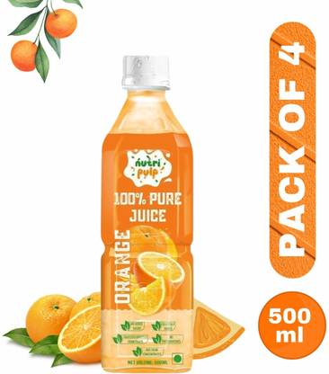 Nutripulp 100% Orange Juice with Pulp, Pack of 4 Bottles | No Added Sugar & Preservatives