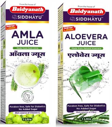 Baidyanath Amla Juice 1L + Aloe Vera Juice 1L | No added Sugar, Vitamin C, Digestion