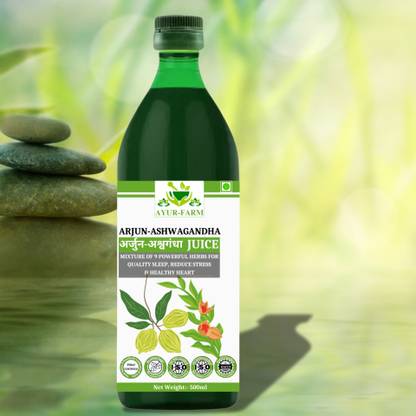Ayur Farm Arjun Ashwagandha Juice 1000 ml | Mixture of Powerful Herbs for Heart Care