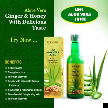 Uniherbs Uni Aloe Vera Juice With Ginger and Honey | Hair Growth| Immunity Booster