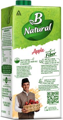 B Natural Apple Juice, Goodness of fiber, Vitamin C & E