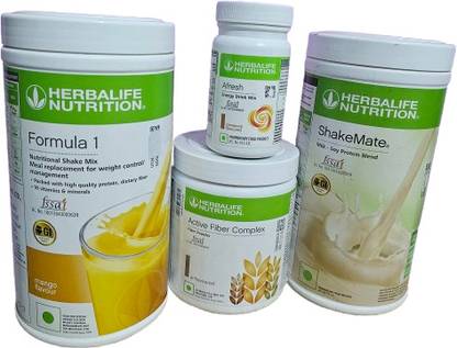 HERBALIFE F1-MANGO,FIBER COMPLEX200GM,SHAKEMATE500,AFRESH CINNAMON ENERGY DRINK Nutrition Drink