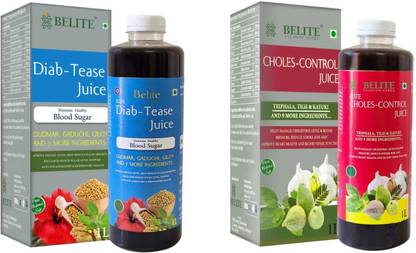 Belite Herbs Diab-Tease + Choles-Control Juice Combo| Blood Sugar Control & Lower Cholestrol