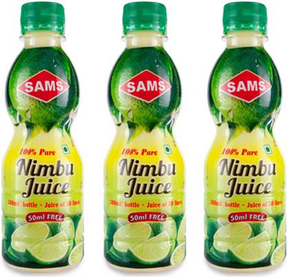 sams Nimbu Juice 300ml pack of 3 Instant Drink Juice With Source Of Vitamin C
