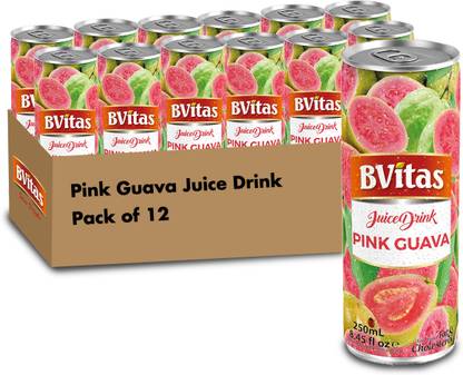 BVitas Pink Guava Juice Drink (Pack of 12) | 250 ml Each