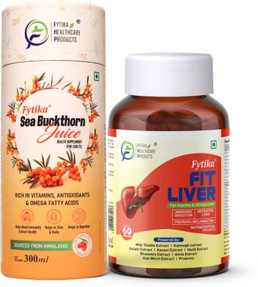 FYTIKA Sea Buckthorn Juice - 300ml & Fit Liver - 60 Tablets, Combo (Pack of 2)