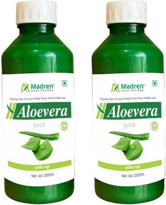 Madren Healthcare Aloe Vera Juice (with Pulp) | Natural Juice Skin and Hair Pack Of 2