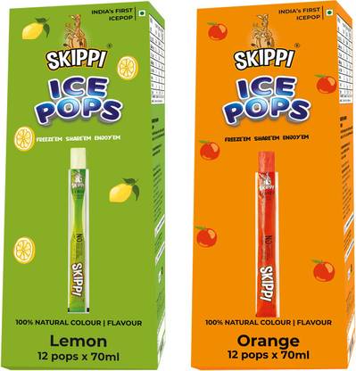Skippi Ice Pops Lemon and Orange Flavour Pack of 12+12
