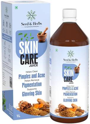 Seed and Herbs Foods Clear Skin Juice with Dal Chini, Haldi & Tulsi,Fights Acne&Pigmentation For both