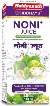 Baidyanath Noni Juice 500 ml, Fresh Noni Fruits, Enriched with Ashwagandha and Garcinia