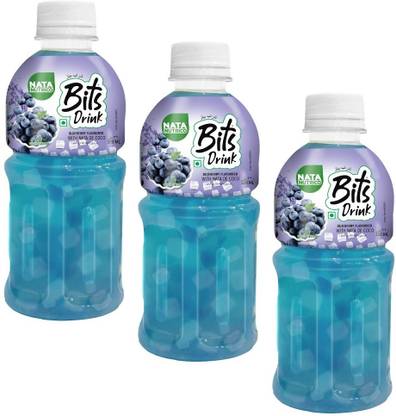 NATA NUTRICO Bits Drink Blueberry Flavoured With Nata De Coco 320ml - Pack of 3