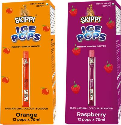 Skippi Ice Pops Raspberry and Orange Flavour