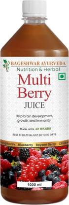 Bageshwar Ayurveda Multi-Berry Juice - 100% Pure, Unsweetened & Organic with Berries Pulp