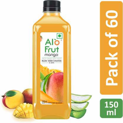 ALOFRUT Mango Juice with Aloevera Chunks 150ml | Ready to Serve Fruit Drink