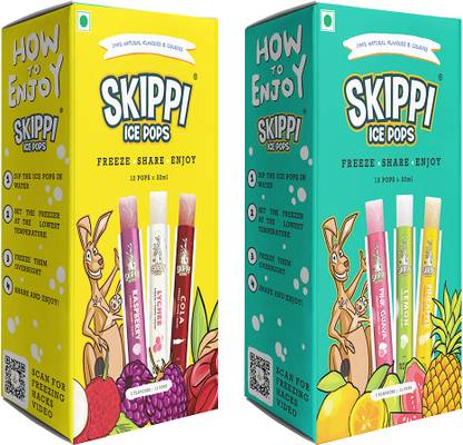Skippi Ice Pops Natural Ice Pops Pack of 24 Popsicles