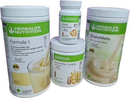 HERBALIFE F1-VANILLA,FIBER COMPLEX200GM,SHAKEMATE500,AFRESH CINNAMON ENERGY DRINK WEIGHT Nutrition Drink