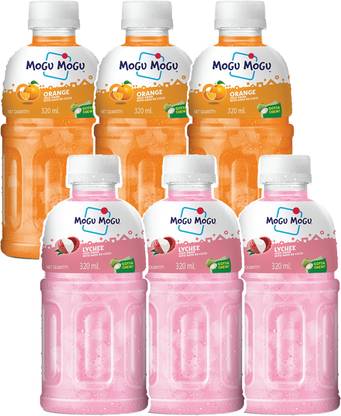 Mogu Mogu Combo Pack of Orange & Lychee with 25% NATA De Coco