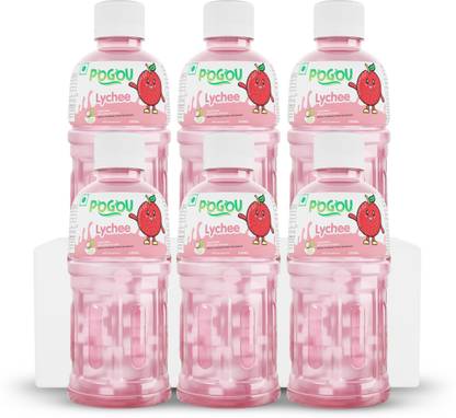 POGOU Lychee juice with NATA De Coco | Energy Booster Drink| Real Natural Taste