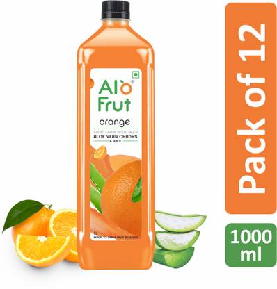 ALOFRUT Orange Aloevera Chunks & Juice 1000mL | Ready to Serve Fruit Drink