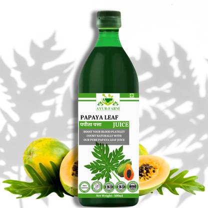Ayur Farm Papaya Juice, Papaya Leaf Juice Helps to Increase Platelets Counts