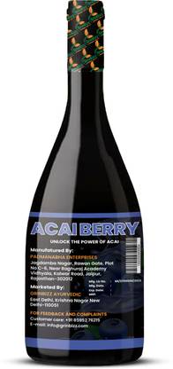 grinbizz Acai Berry Juice Helps in Liver & Blood Pressure|Glowing Skin|Digestion Health Energy Drink