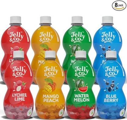 jelly and co Combo of Watermelon, Blueberry, Peach & Lychee Lime Fruit Juice