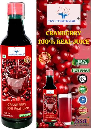 TRUEDREAMALL 100% Pure Cranberry Juice No Added Sugar (Great for UTIs, PCOS, Arthritis Pain, Heart, Liver)- Pure, Natural & Organic- Concentrate Juice