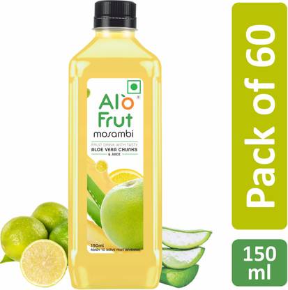 ALOFRUT Mosambi Juice with Aloevera Chunks 150mL | Ready to Serve Fruit Drink