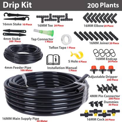 Bhagirath Drip Irrigation Garden Watering Drip Kit (200 Plants) Drip Irrigation Kit