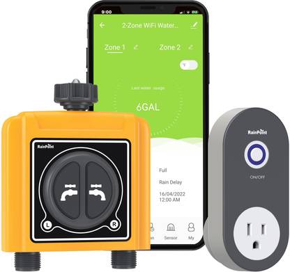Rainpoint Smart WiFi Hose 2-Zone Drip Irrigation Garden Water Timer with Hub| APP & Voice Drip Irrigation Kit