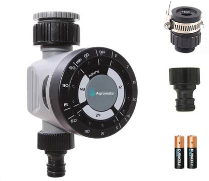 Agromato Solenoid Drip Irrigation Timer|Simple Programming|Universal Adapter|Batteries Drip Irrigation Kit