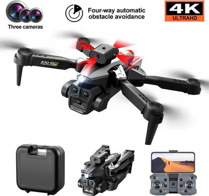 PTCMart 8K HD Triple Camera K10 Drone Obstacle Avoidance Gesture Photography Foldable Drone