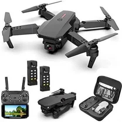 DRONE E-88 4K WIFI Dual Cual Camera For Adults & Kids With 2 Batteries and Toy Drone