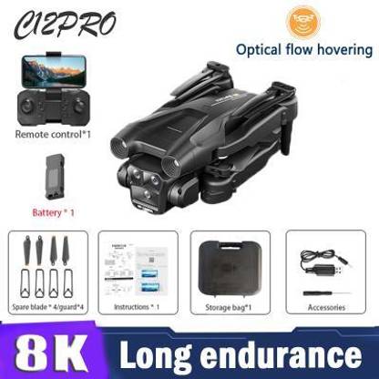Clubics Drone C12 Optical Flow Hovering 3 Cameras Remote Control with Obstacle avoidance Drone